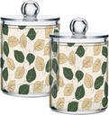 Acrylic Plastic Clear Jar with Lid, Green Yellow Leaf Pattern Airtight Storage Jar 2 Pack Kitchen Storage Containers for Cookie Snack Candy