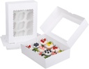 GRANDAN 6PCS Pre-folded White Cupcake Container, Ultra Strong 12 Count with Window Boxes Holding 72 Pastry Box for Birthday Holiday Party Bakery Supplies, Cupcake boxes Set in Seconds (White-6 Pack)