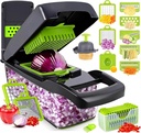 Vegetable Chopper Pro – Putsea 7 Stainless Steel Blades for Veggie chopper– Ergonomic Kitchen Gadget with Container, Easy Clean, Time Saving Mandoline Slicer Vegetable Cutter and Dicers