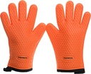 KITCHEN PERFECTION Silicone Smoker Oven Gloves -Extreme Heat Resistant BBQ Gloves -Handle Hot Food Right on Your Smoker Grill Fryer & Pit | Waterproof Oven Mitts |Superior Value Set+3 Bonuses