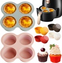 2 Pcs Air Fryer Accessories, Silicone Muffin Pans for Baking， Non-Stick Food-Grade Air Fryer Liners with 16 Disposable Paper Coated Baking Cups
