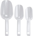 Includes Small, Medium, and Large Sizes, Food Safe Ice Bucket Clear Thickened, 3 Pcs Plastic Ice Scoops for Freezer