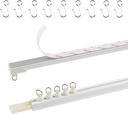 TYRON Adhesive Curtain Track Ceiling or Wall Mount(224"/ 18.7 FT), Ceiling Track Room Divider, Self Adhesive Curtains Rod No Drill, Screws or Tools, Curtain Hangers No Damage