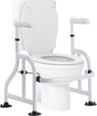 Toilet Safety Rails with Adjustable Handrails, 350 Lbs Weight Capacity Metal Toilet Rails, Toilet Safety Frame for The Elderly, Pregnant Woman, Patient