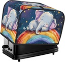 Elephant Rainbow Star Pattern Toaster Cover 2 Slice Washable Bread Maker Cover Decorative Kitchen Small Appliance Covers Dust Protection Stain Resistant Bread Machine Protector with Top Handle