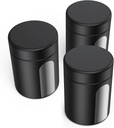 Glass Storage Jar (6 oz), 3 Pack Premium Smell Proof Visual Container with Child Resistant Cap, Small Waterproof Bottle Multipurpose Container for Coffee Teas Herbs Spices(180ml)