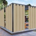 PureFit Outdoor Curtains for Patio Waterproof Weatherproof, UV and Fade Resistant Outside Curtains for Gazebo, Front Porch, Pergola, Sun Blocking Privacy Curtain, 52W x 84L inch, 1 Panel, Beige