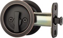 Dynasty Hardware Pocket Door Latch, Round Sliding Handle for Bathroom or Bedroom, Locking Passage Pull, Easy Install Pocket Door Hardware, Aged Oil Rubbed Bronze Finish, 2-3/8" Backset, Universal Fit
