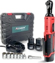 AOBEN Cordless Electric Ratchet Wrench Set, 3/8" 12V Power Ratchet Tool Kit With 2 Packs 2000mAh Lithium-Ion Battery And Charger