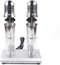 Dual Head Milkshake Machine Stainless Steel Milk Shake Machine 2 Speed with Mixing Cup, Smoothie Mixer Commercial Milkshake Blender for Various Chain Stores Coffee Shops, Tea Stores