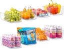 Oizeir 8 Pack Clear Plastic Fridge Organizer Bins – Stackable Refrigerator & Pantry Storage Bins with Handles for Snacks, Freezer, Kitchen Cupboard, and Cabinet Organization
