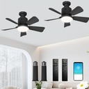 2 Pack Socket Fan Light with Remote & APP, 17.7'' Socket Breeze Ceiling Fan with Socket Extender, 3 Colors LED Light Bulb, Screw in Small Ceiling Fan for Bedroom Living Room Kitchen Garage