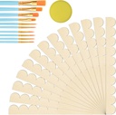 12+11P Unfinished Scalloped Decorative Wood Trim Kit, Larbeti Wooden Scalloped Moulding Trims for DIY Scallop Edge Moulding with 12P Scallop Wood Edge,10P Brushes,1P Sponge for Window, Door, Shelf