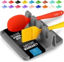 Zulay Kitchen Silicone Utensil Rest with Drip Pad for Multiple Utensils - BPA-Free, Heat-Resistant Spoon Rest & Spoon Holder for Stove Top - Kitchen Utensil Holder for Ladles & Tongs - Gray