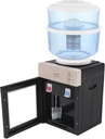 Top Loading Electric Hot and Cold Water Dispenser, Small Desk Water Cooler Dispenser for 4.2gal Bottle, 2 Layers One-Touch Switch Countertop Water Dispenser with 3 Indicator Lights (Champagne)