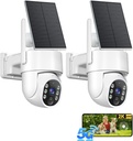 2K Solar Security Cameras Wireless Outdoor, 5G&2.4GHz Dual WiFi Cameras for Home Security, Solar & Battery Powered Outdoor Security Camera, Color Night Vision, Human Detection, 2 Packs