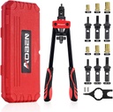 AOBEN 14" Rivet Nut Tool, Professional Hand Rivet Nut Setter Kit Labor-Saving and Compact Design Including 6 Interchangeable Mandrels 90pcs Rivnuts and 2 Mandrel Lock Pins