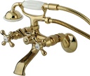 Elements of Design ES2652X Clawfoot Wall Mount Claw Foot Tub Filler Faucet with Hand Shower, Polished Brass