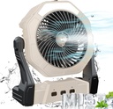 Ausic Portable Misting fan, 8-Inch Cooling Mist Fans, 10000mAh USB Rechargeable Battery Powered Fan with Mister, 250mL Water Tank & LED Lantern, for Home Desk, Bedroom, Office, Outdoor&Indoor Use