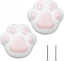Generic Cabinet KnobDrawer PullCeramic HandlesCupboard KnobDrawer Pull Cat Paw Ceramic Colorfull Children Handles Cabinet Knob 2PCSWhite